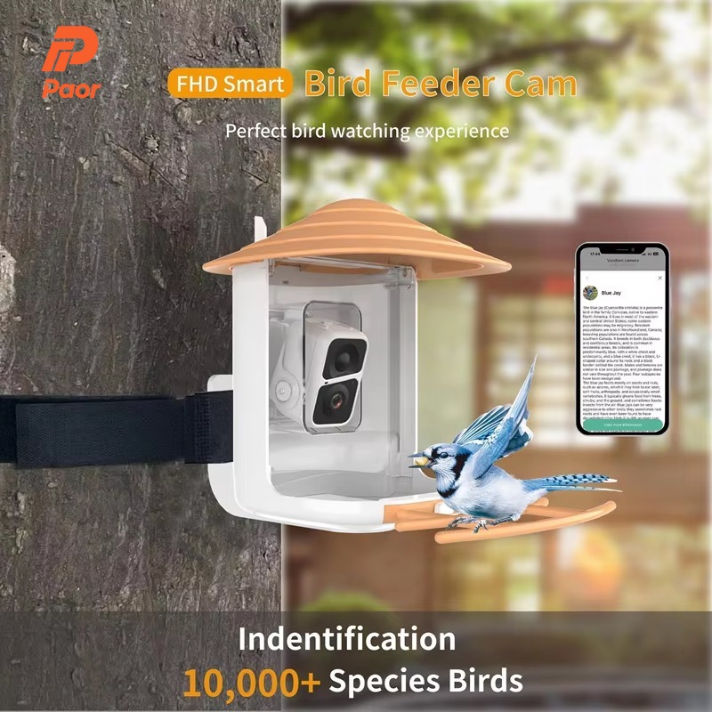 Smart Garden Ai - 2L IP66 AIスマートバードフィーダー カメラ付き ワイヤレスWiFiソーラーガーデンバードフィーダー