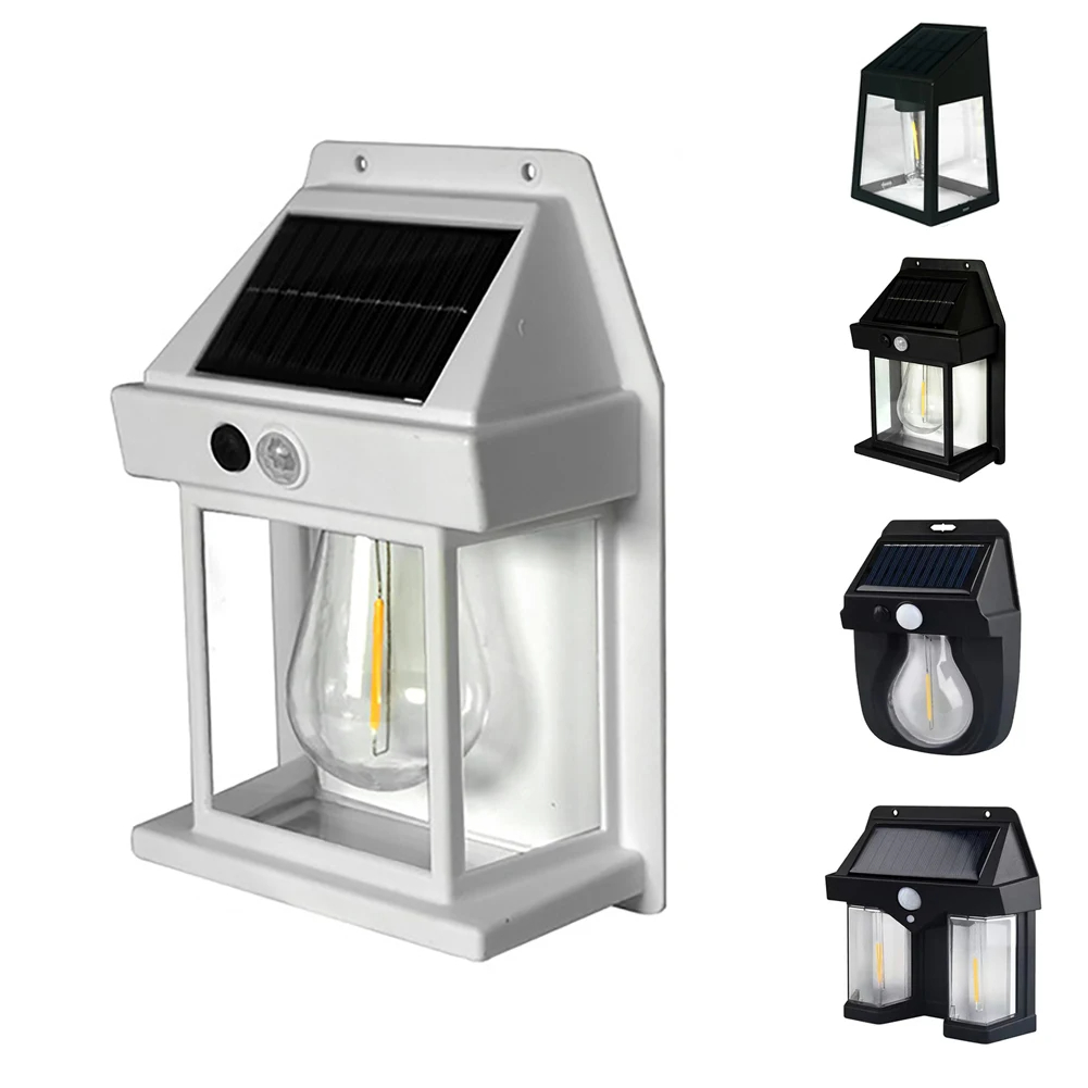 Smart Garden Lanterns - モーションセンサー付きソーラータングステンナイトランプ,インテリジェントウォールランプ,防水ランタン,庭の装飾,パティオランタン,3つの照明モード
