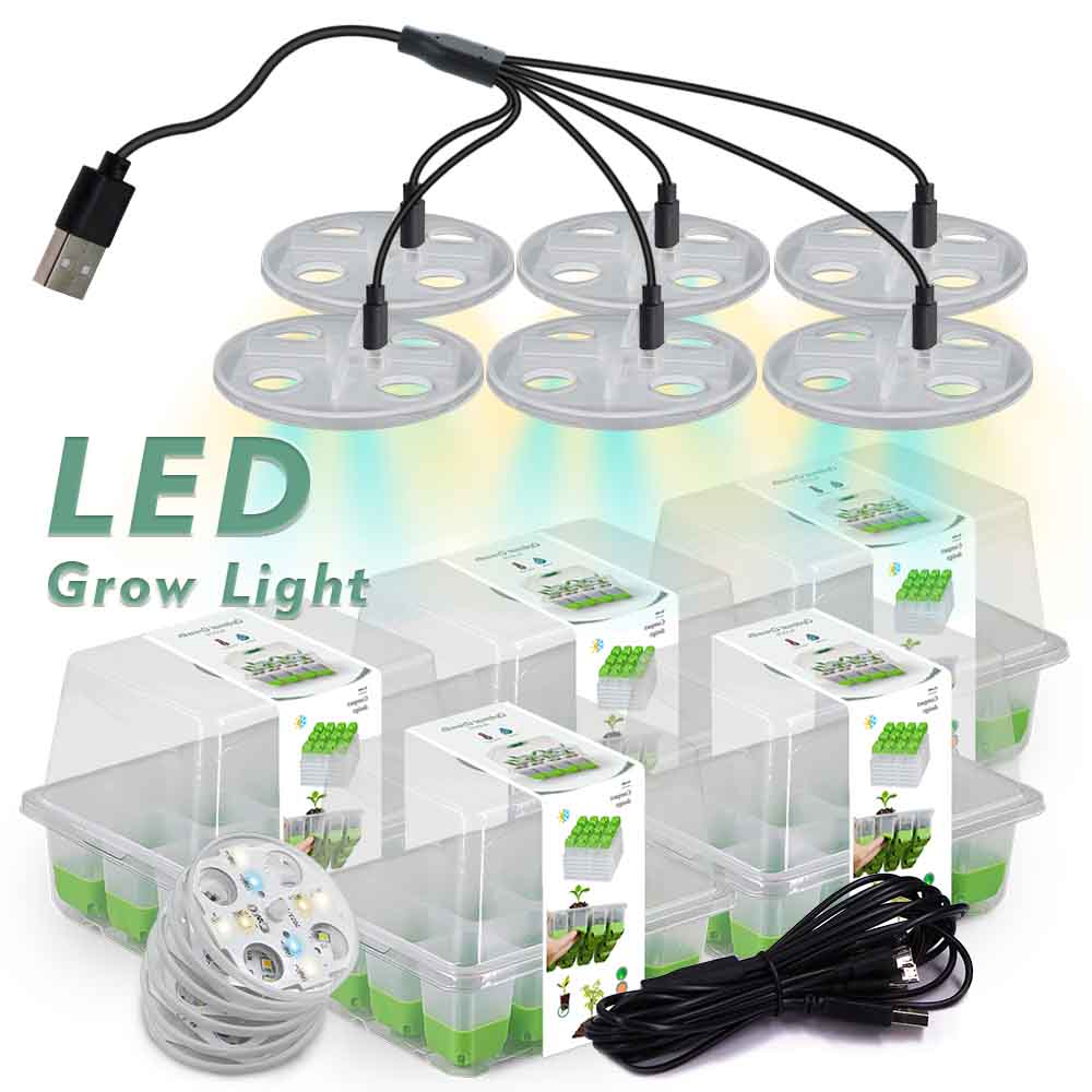 Smart Garden Storage - LED 成長ライト苗スタータートレイキット透明カバー付き屋内庭温室花植物苗床発芽ボックス