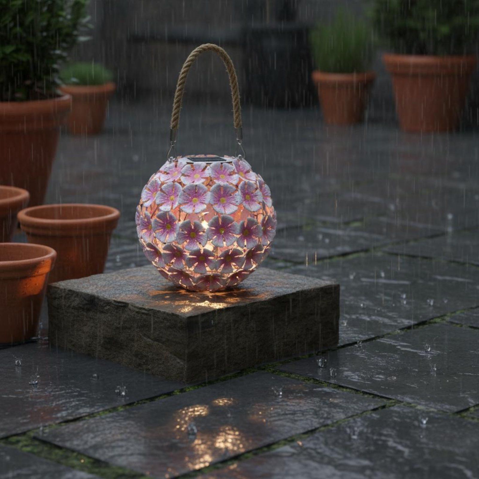 Smart Garden Lanterns - 吊り下げ式フラワーランタン ウォームホワイト ソーラーフラワーライト アイアンガーデンランプ 省エネソーラーハンギングランタン 取り付け簡単