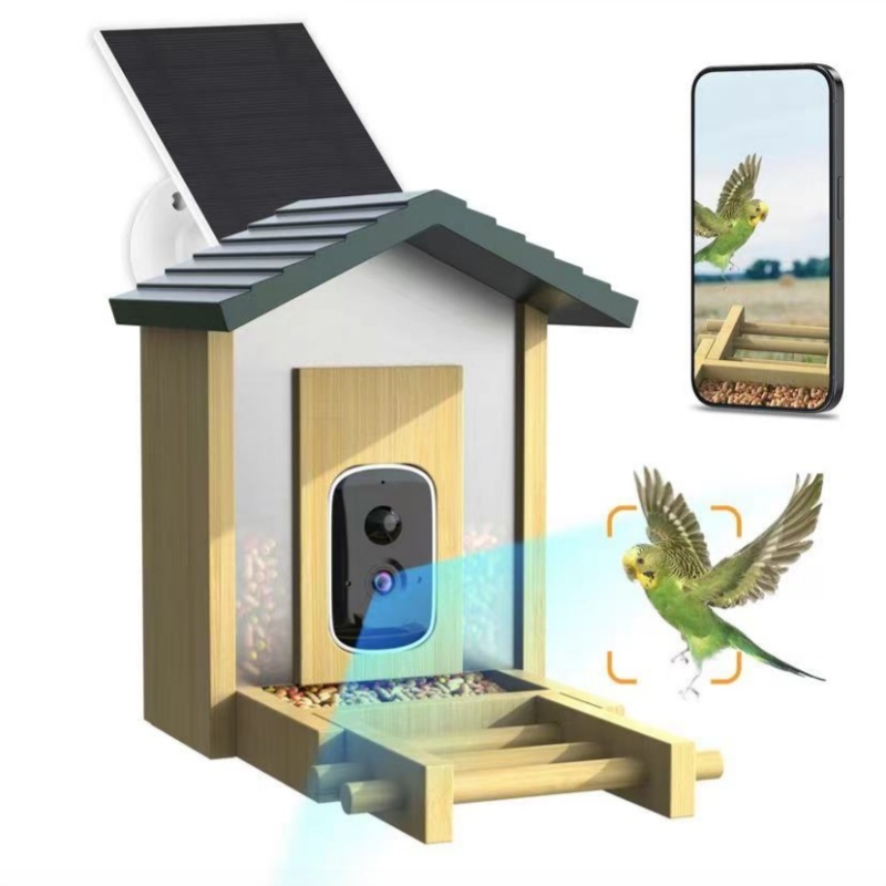 Smart Garden Ai - 高画素AI認識機能付き木製竹製鳥の餌箱、スマートな屋内外兼用ガーデン用品