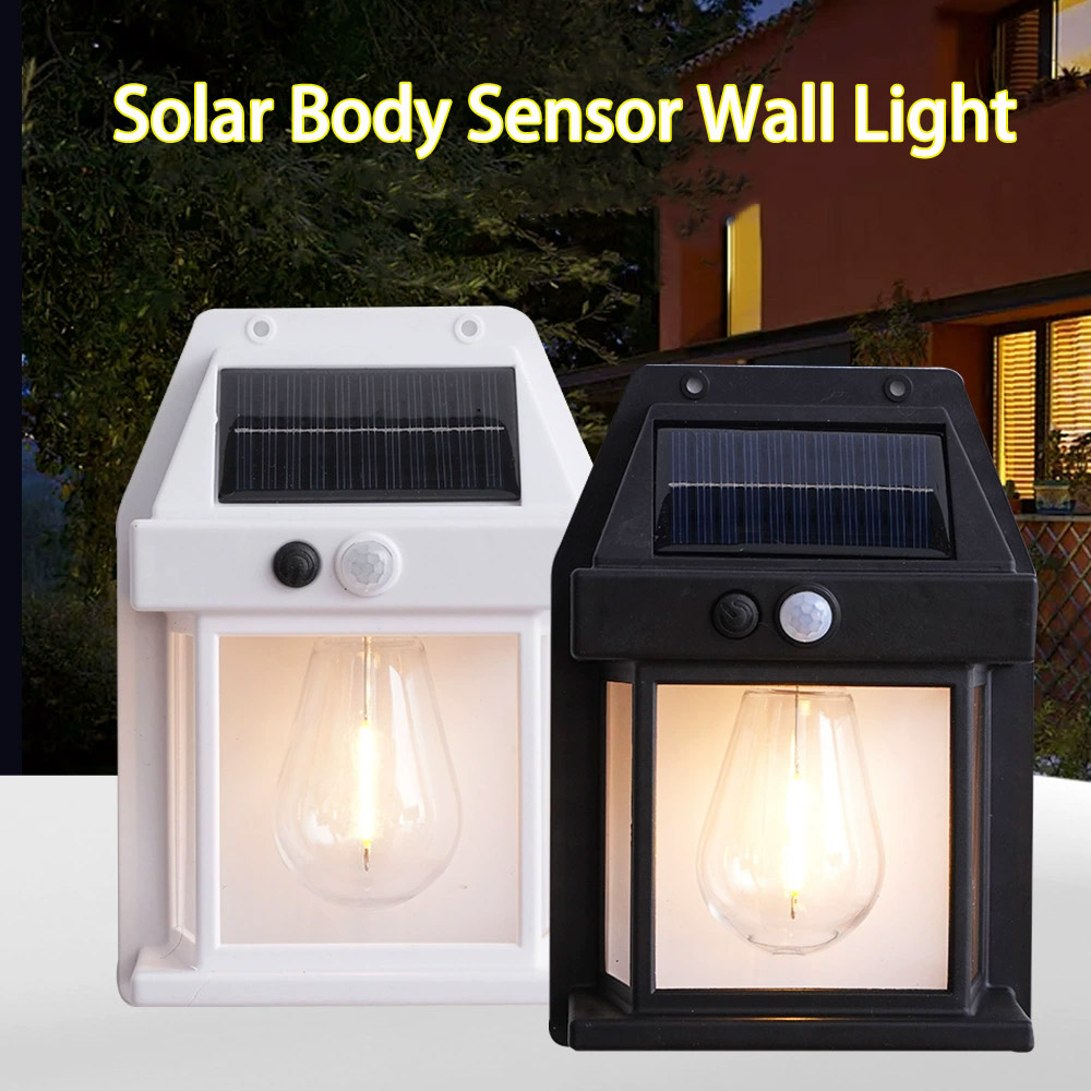 Smart Garden Lanterns - ソーラータングステンナイトランプ インテリジェントモーションセンサー壁掛けランプ 3つの照明モード 防水 中庭 ガーデン装飾ランタン