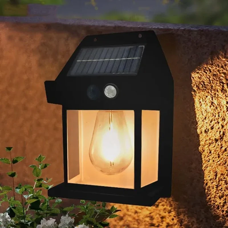 Smart Garden Lanterns - ソーラータングステンナイトランプインテリジェントモーションセンサー壁ランプ 3 照明モード防水中庭の庭の装飾ランタン