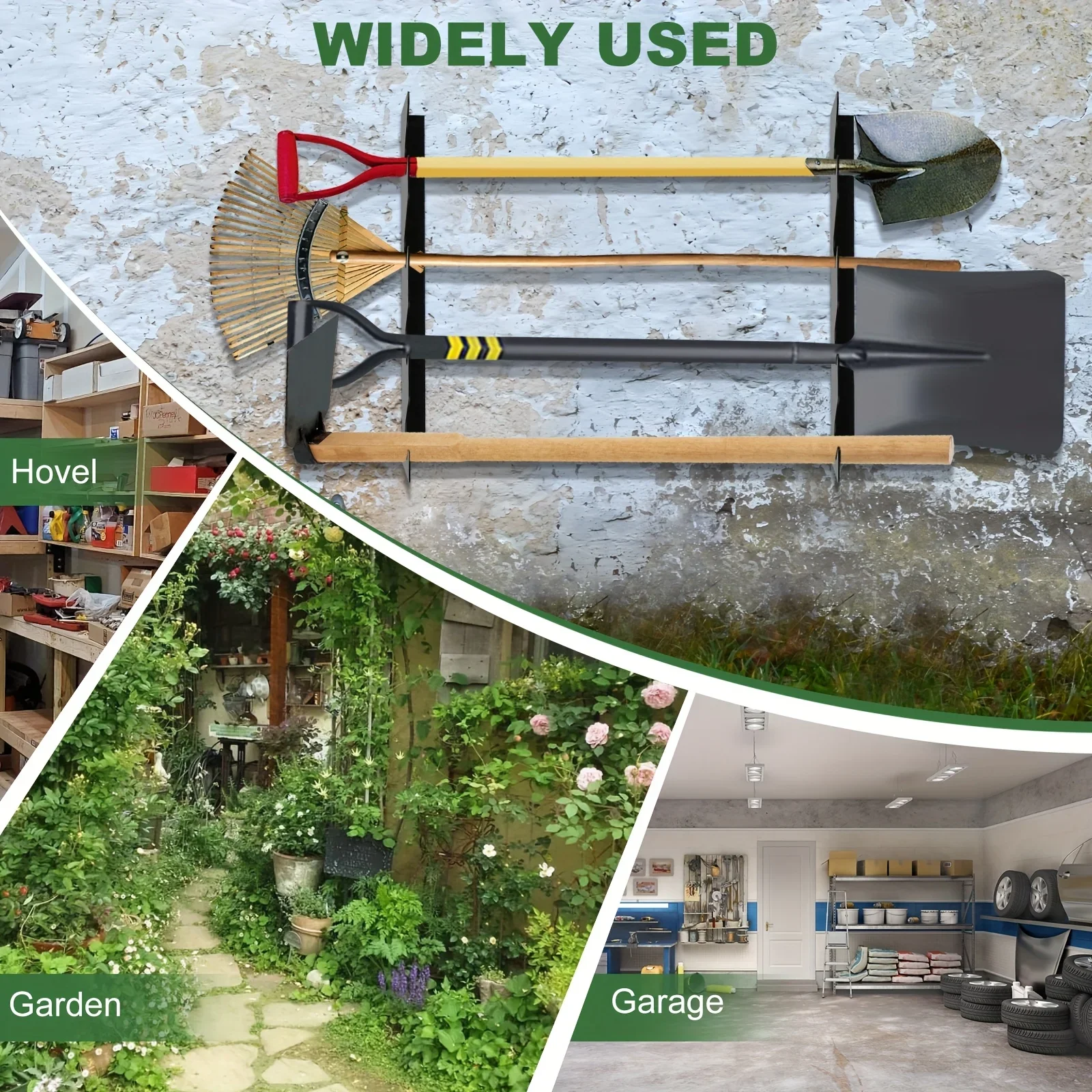 頑丈な金属製ガーデンツールホルダー、シャベルと熊手の収納付き - Smart Garden Storage のレビューと価格