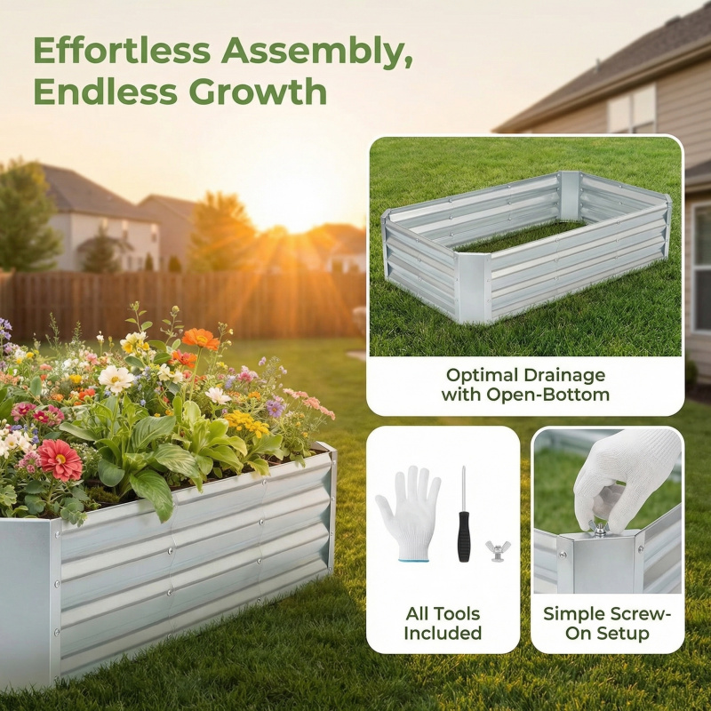 大型底なし亜鉛メッキガーデン植栽ベッドキット4×2×1フィー - Smart Garden Storage のレビューと価格