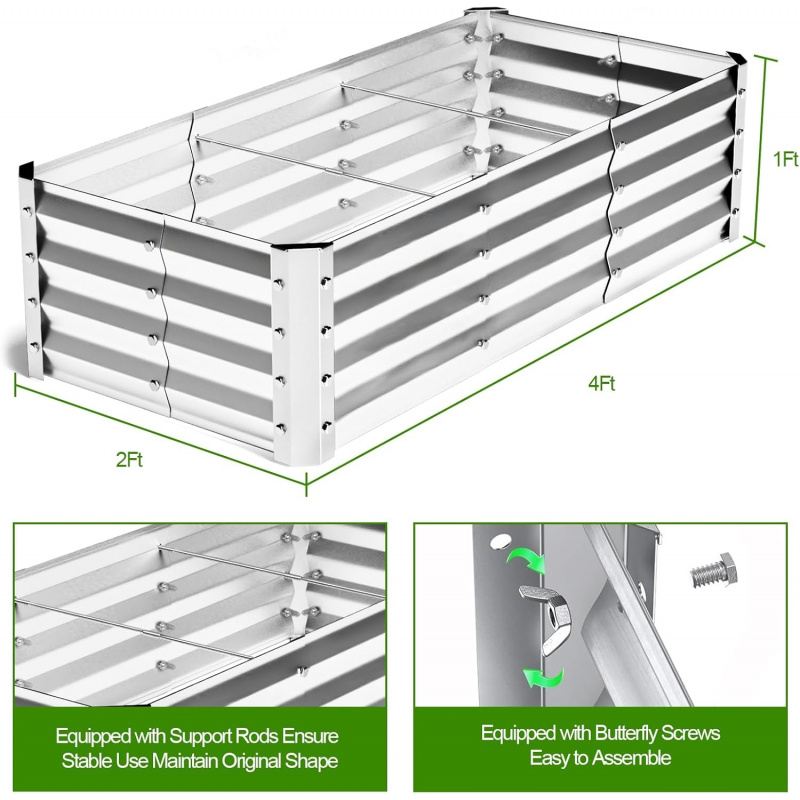 大型底なし亜鉛メッキガーデン植栽ベッドキット4×2×1フィー - Smart Garden Storage のレビューと価格